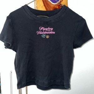 playboy black cropped tee